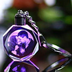 LoveKeychain© - Llavero de Cristal Personalizado con tu foto y Luz LED Multicolor Premium